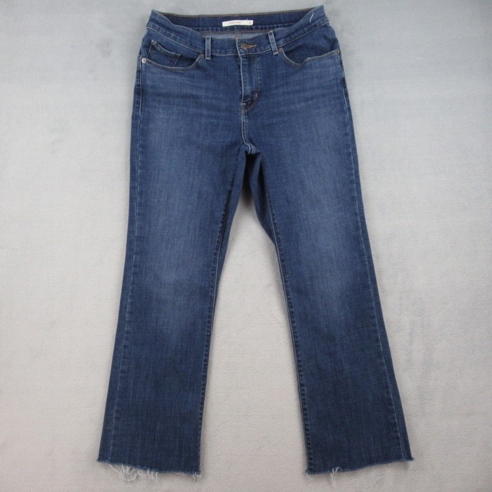 Levi Strauss Classic Boot Womens 8 Blue Raw Hem Denim Jeans 39252-0005